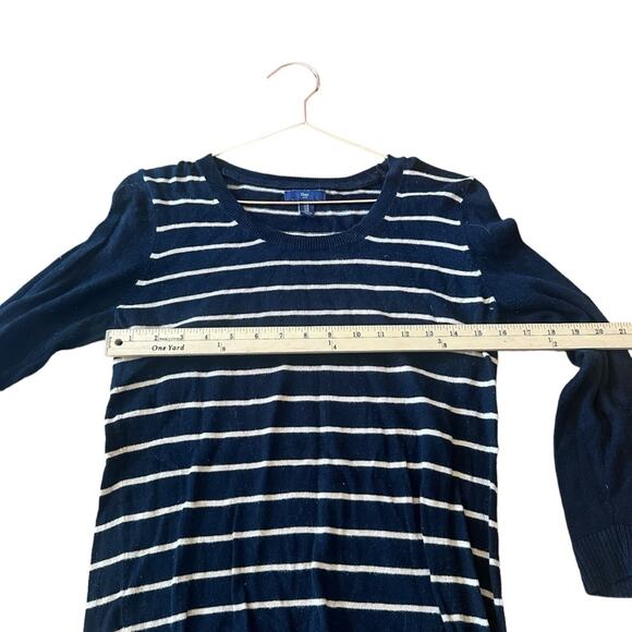 Gap factory 3/4 Sleeve 100% Cotton Black and Tan Striped Sweater - Picture 4 of 6